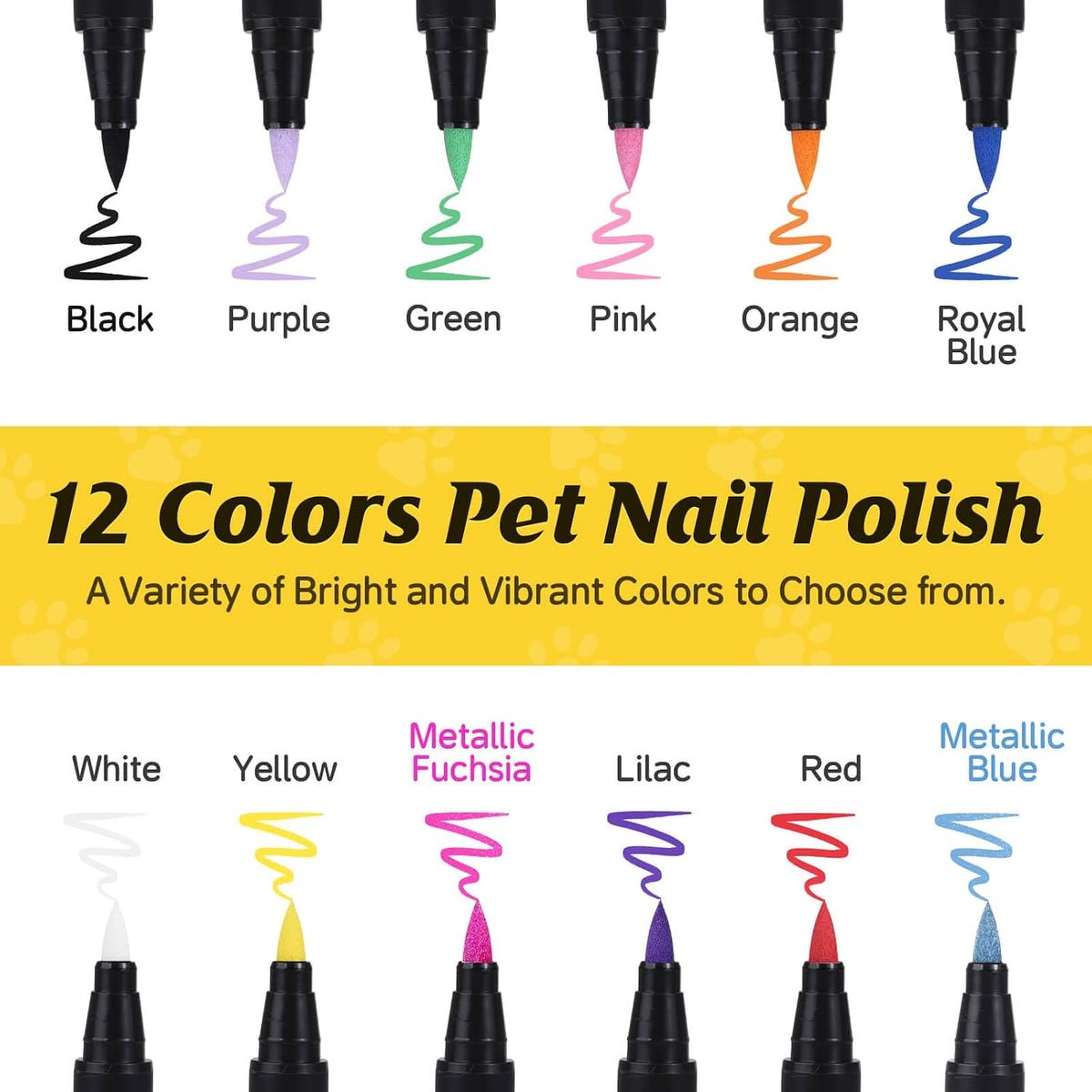 12 Colors Dog Nail Polish Pens Quick Dry to DIY Pretty Nails