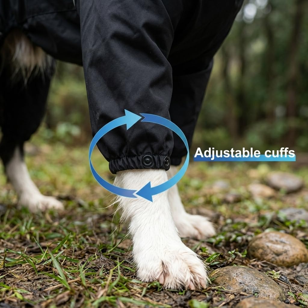 Dog Raincoat for Medium Large Dogs,rain Jacket Coat, Full Leg Coverage Waterproof Rain Suit with Detachable Hood & Tail,