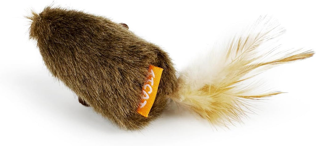 TTcat 2 Pack Squeaky Furry Mouse Cat Toys with Silvervine, Realistic Fluffy Mice Kitten Interactive Hunting Toy, Noise-M