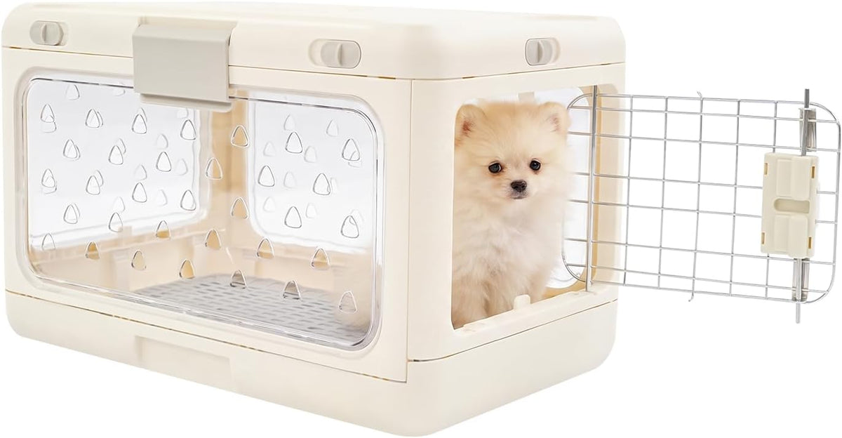 Foldable Hard Shell Pet Carrier, Collapsible Hard Sided Cat Carrier