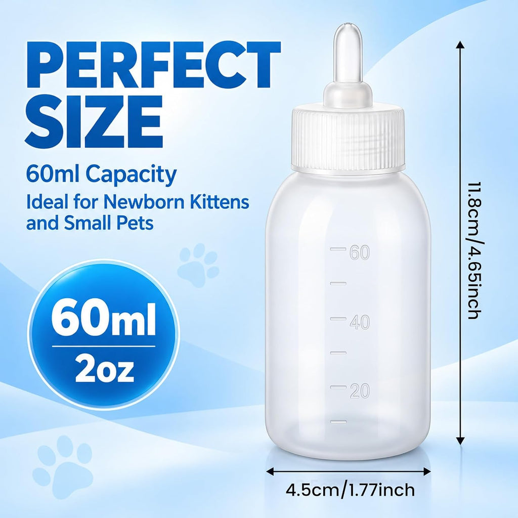 24 Pcs 2 Oz/60 ml Nursing Bottle for Kittens Small Puppies Animals