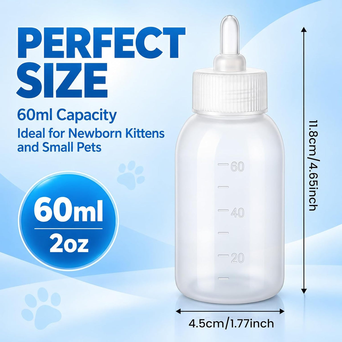 24 Pcs 2 Oz/60 ml Nursing Bottle for Kittens Small Puppies Animals