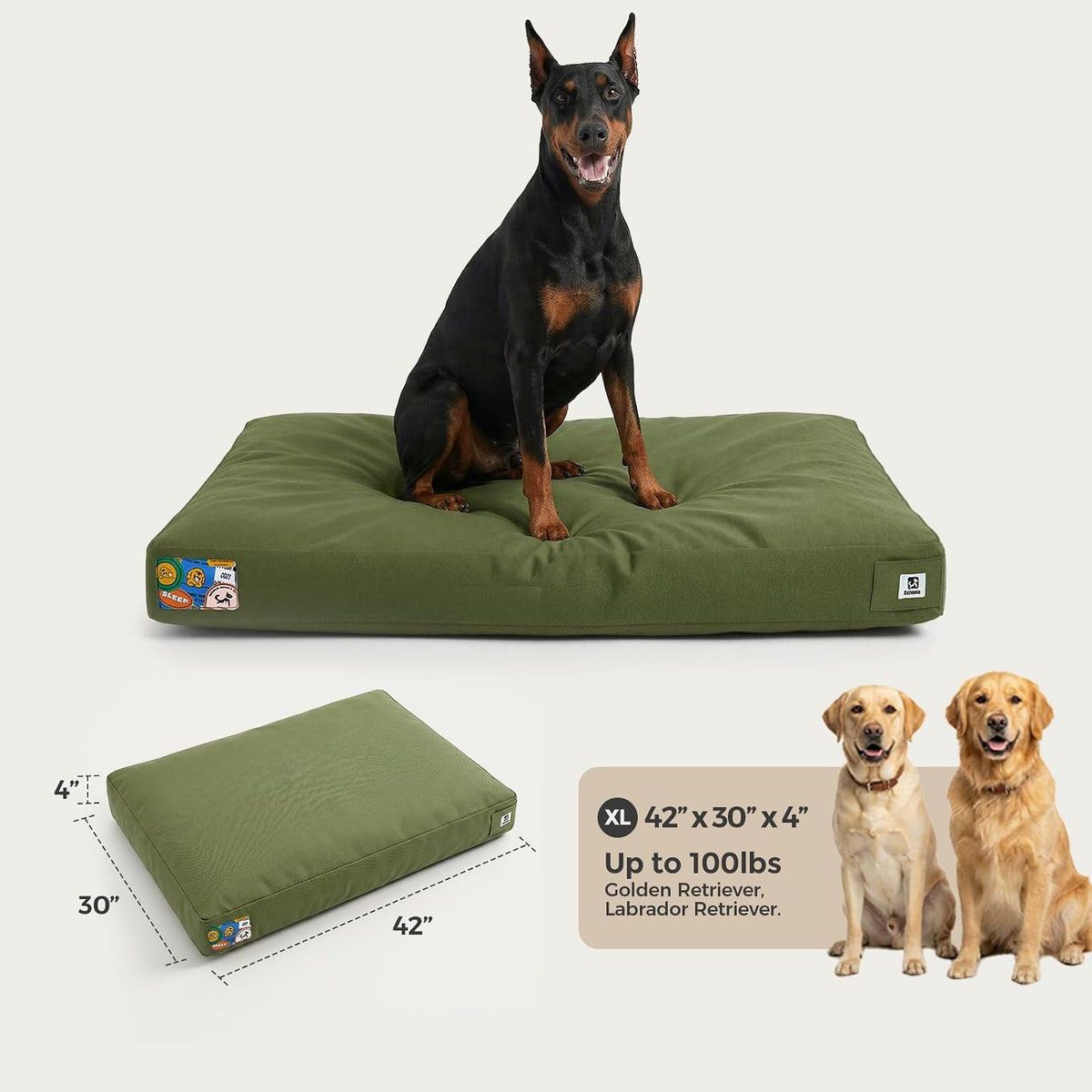 42 Inch Indestructible Dog Bed for Extra Large Dogs, Canvas Durable Outdoor Chew Proof Dog Bed with Waterproof Washable 