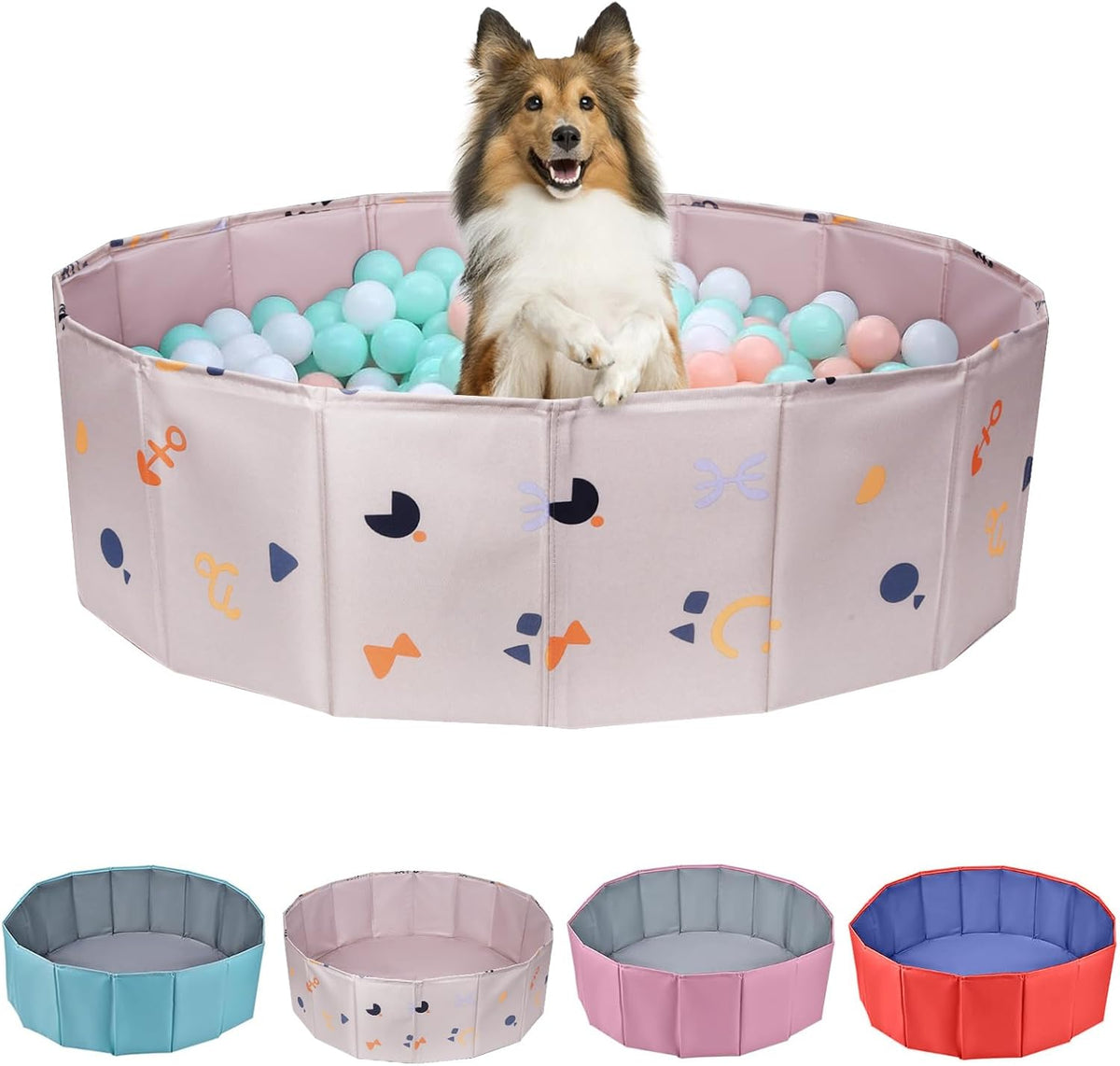 Dog Ball Pit Foldable 59.05 inches in Diameter,No Ball Included,Red XL