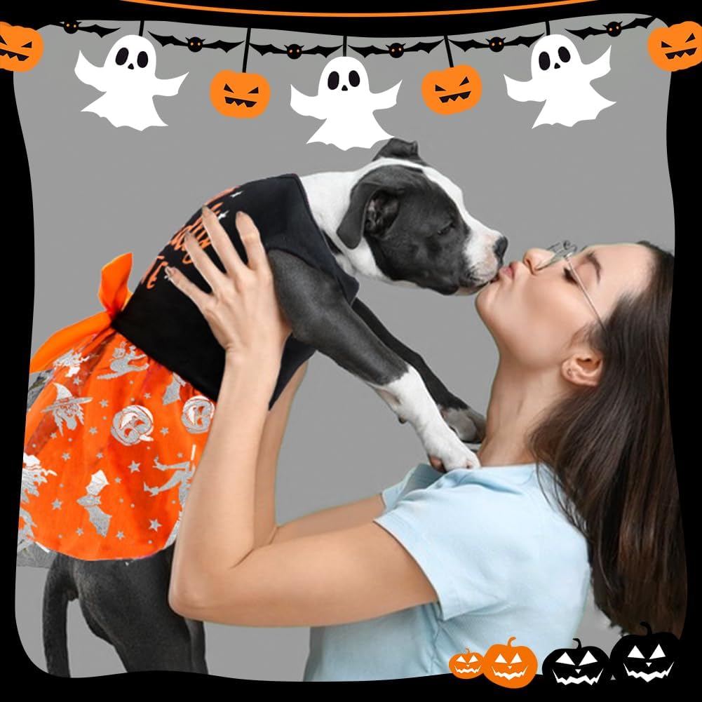 Dog Halloween Costumes Dog Dress Halloween Costumes for Dogs Funny Puppy Dress with Bow for Small Medium Large Dogs Pump