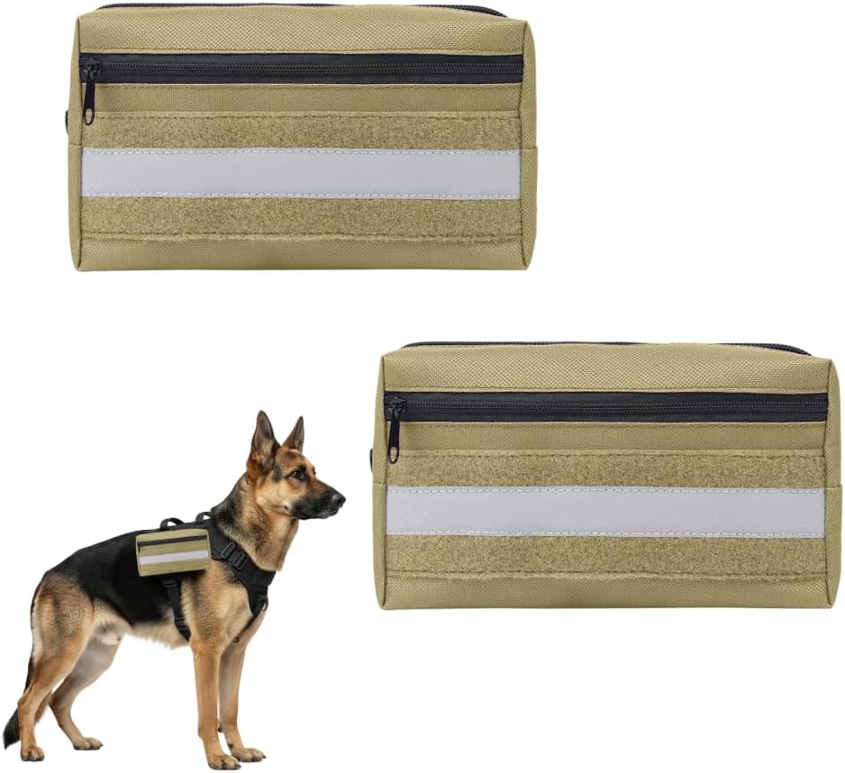 2PCS Dog Harness Backpack Pouches, Waterproof Hook-and-Loop Dog Saddle Bag with Reflective Strip for Training Camping Hi