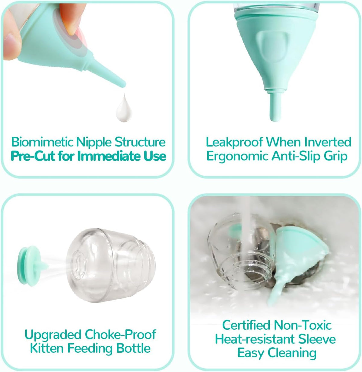 RockTech Ergonomic Kitten Bottle Feeding kit, Puppy Bottles for Nursing Puppy Milk -40ml Anti-Choking Slow Flow Nursing 