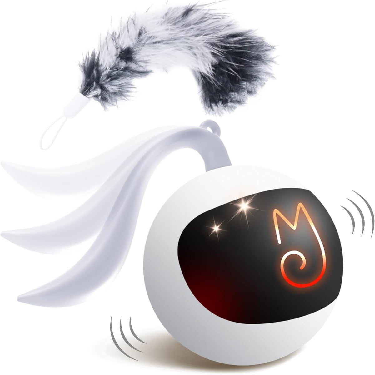 Migipaws Interactive Cat Ball Toy Set, Fun Tracker, Automatic Rolling Chase Ball with Fluffy Tail, A Small Mice, Recharg