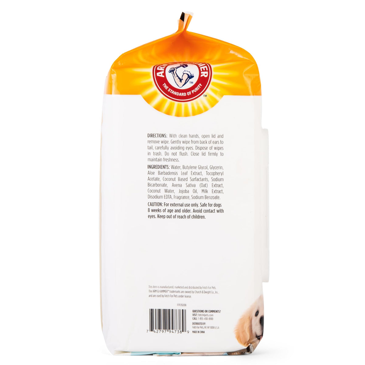 Arm & Hammer Puppy Wipes, Deodorizing Dog Wipes, Coconut Water, 100 Count