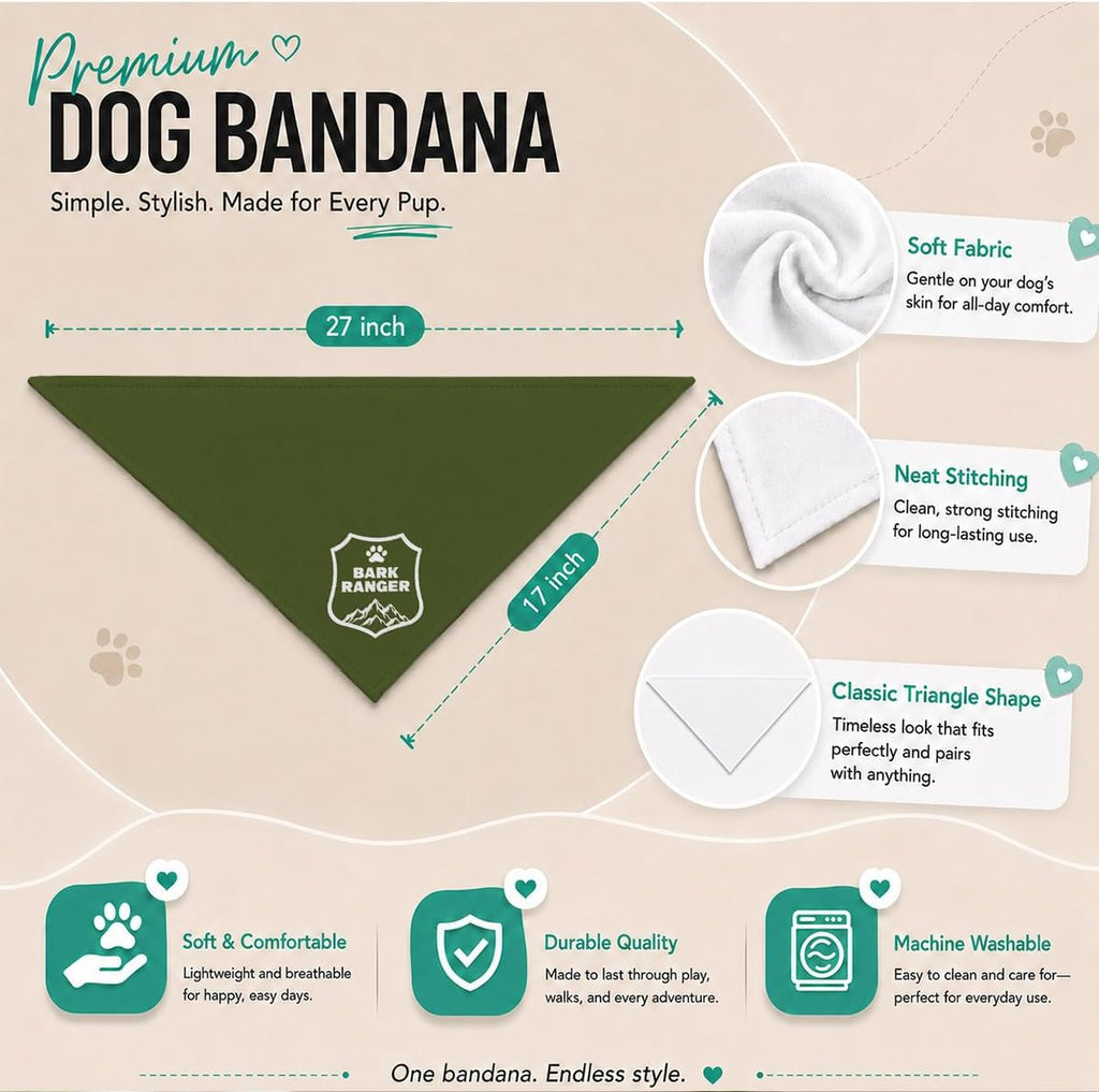 Bark Ranger Dog Bandana, Outdoor Adventure Bibs for Small Medium Dog