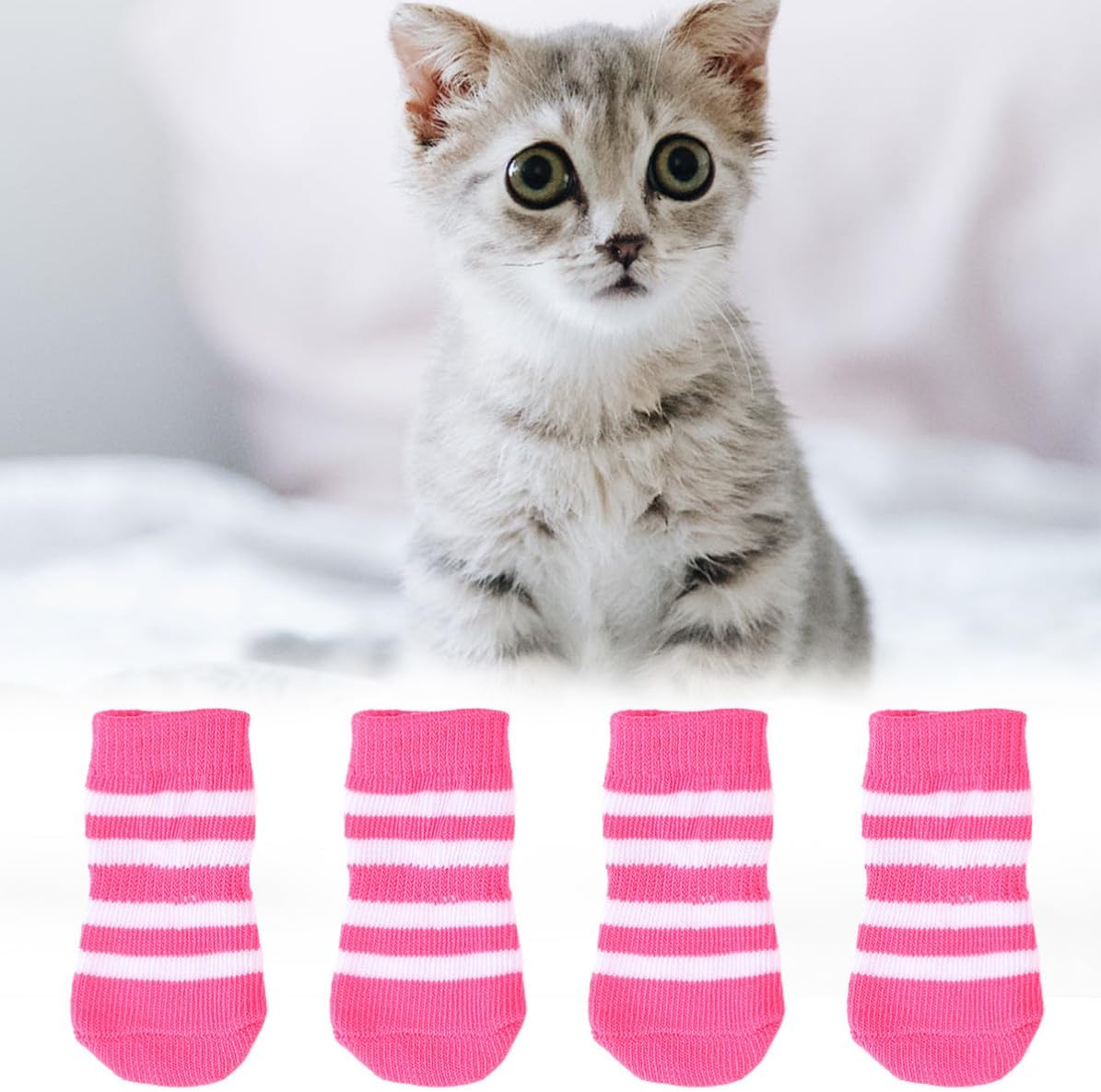 4 Pack Cotton Anti-Slip Pet Socks for Dogs, Non-Slip Ankle Paw Protectors