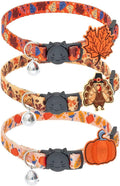 PUPTECK Fall Thanksgiving Cat Collar Breakaway with Bells, Kitten Outfit