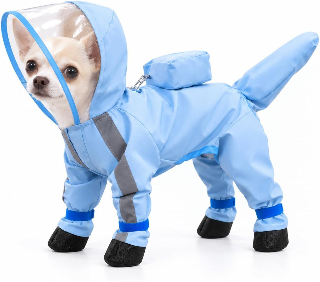 Dog Raincoat with Boots, Hooded Four-Leg Rain Suit for Small Dogs，A：Medium