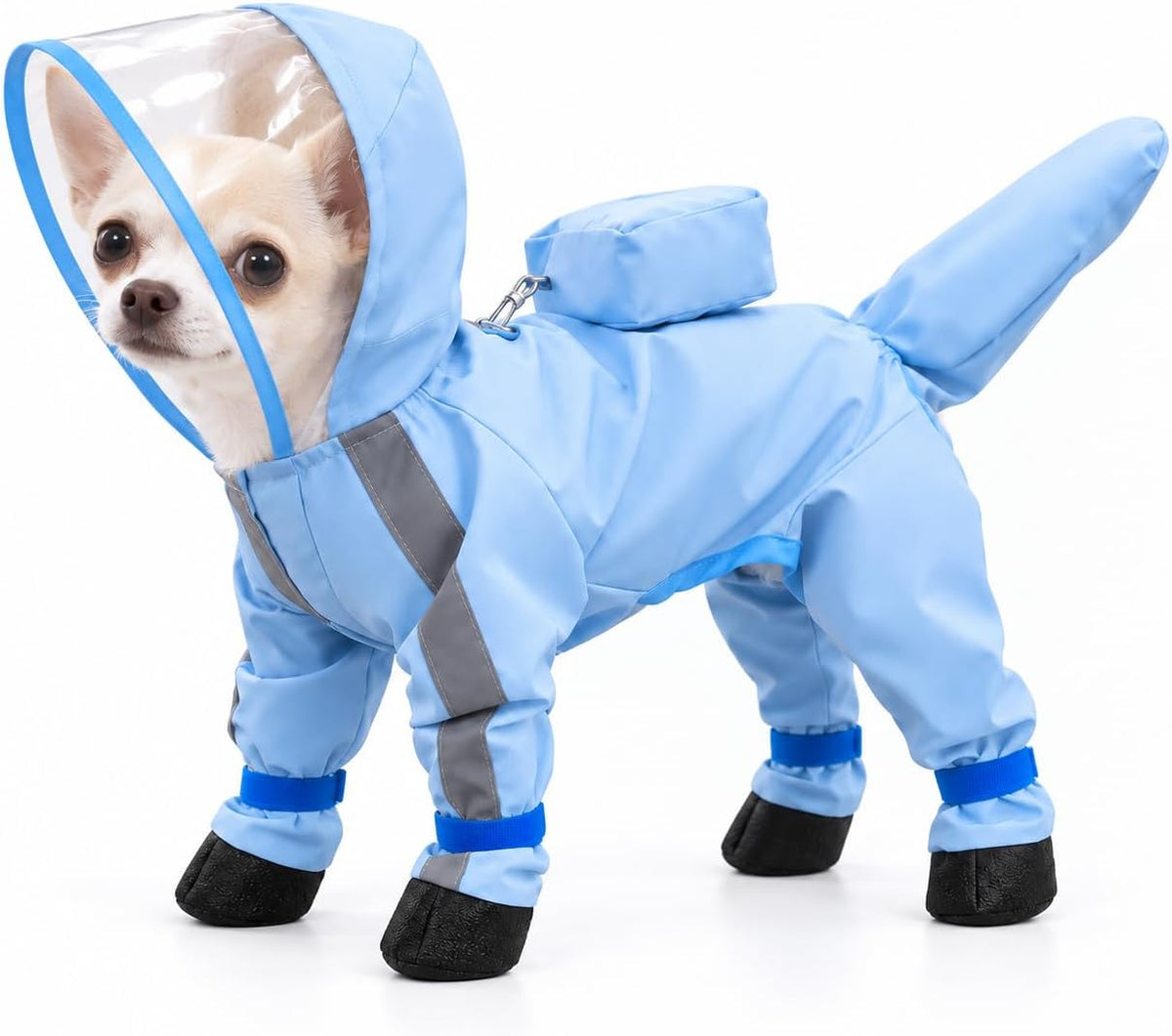 Dog Raincoat with Boots, Hooded Four-Leg Rain Suit for Small Dogs，A：Medium
