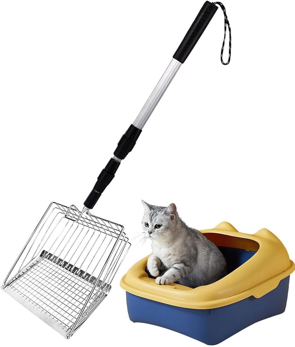 Handle Cat Litter Scoop – Metal PP Adjustable 42 Inch Pet Waste Scoop