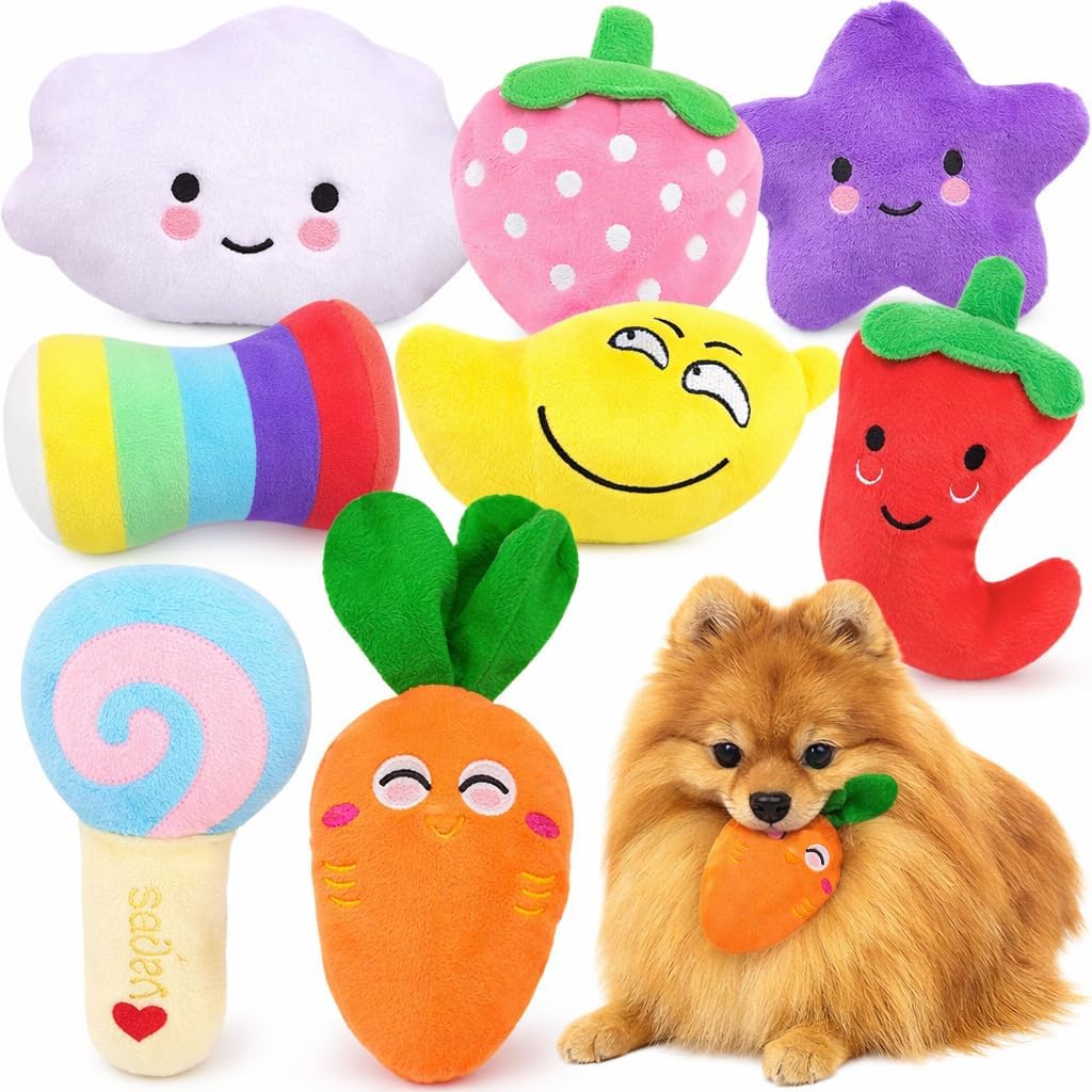 LOYEE Dog Squeaky Toys 8 Pack, Puppy Plush Squeaky Toys for Medium Small Dogs, Cute Pet Toys Stuffed Puppy Chew Toys for