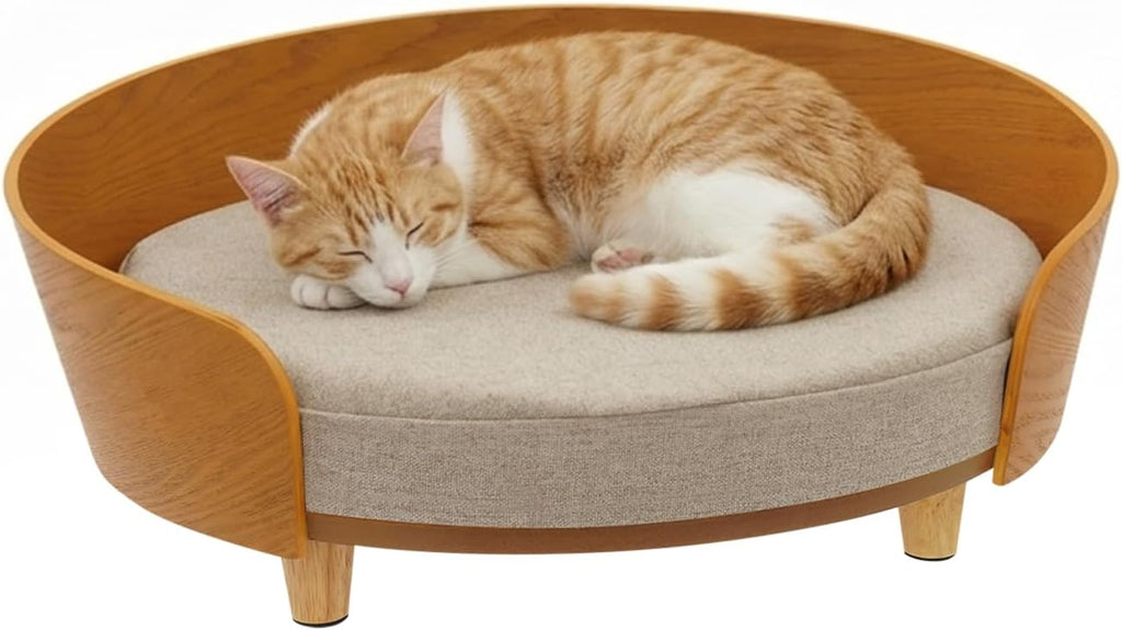 Oval Pet Sofa with Supporting Feet, 19.3x14x7.7in, 22.05lbs Load