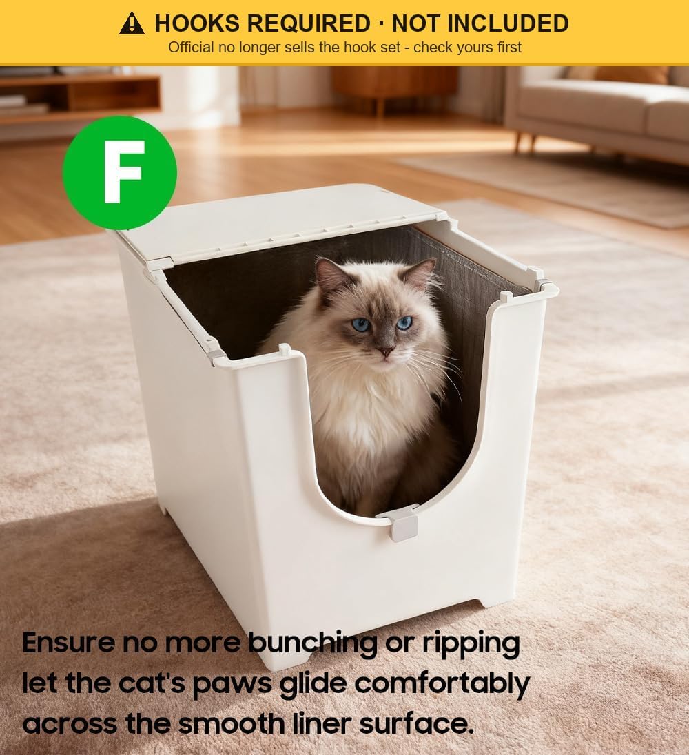 4 Pack Litter Box Liners F Compatible with Flip Litter Box Liner Type F, Reusable Liner Type-F with Carrying Handles