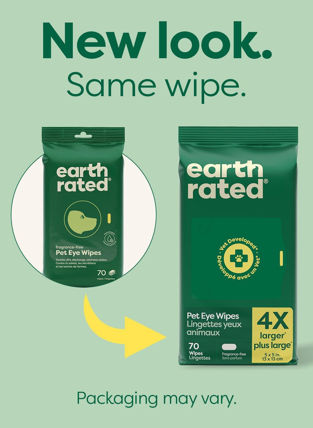 Earth Rated Dog Eye Wipes, Vet Developed, Unscented, Removes Dirt, 70ct