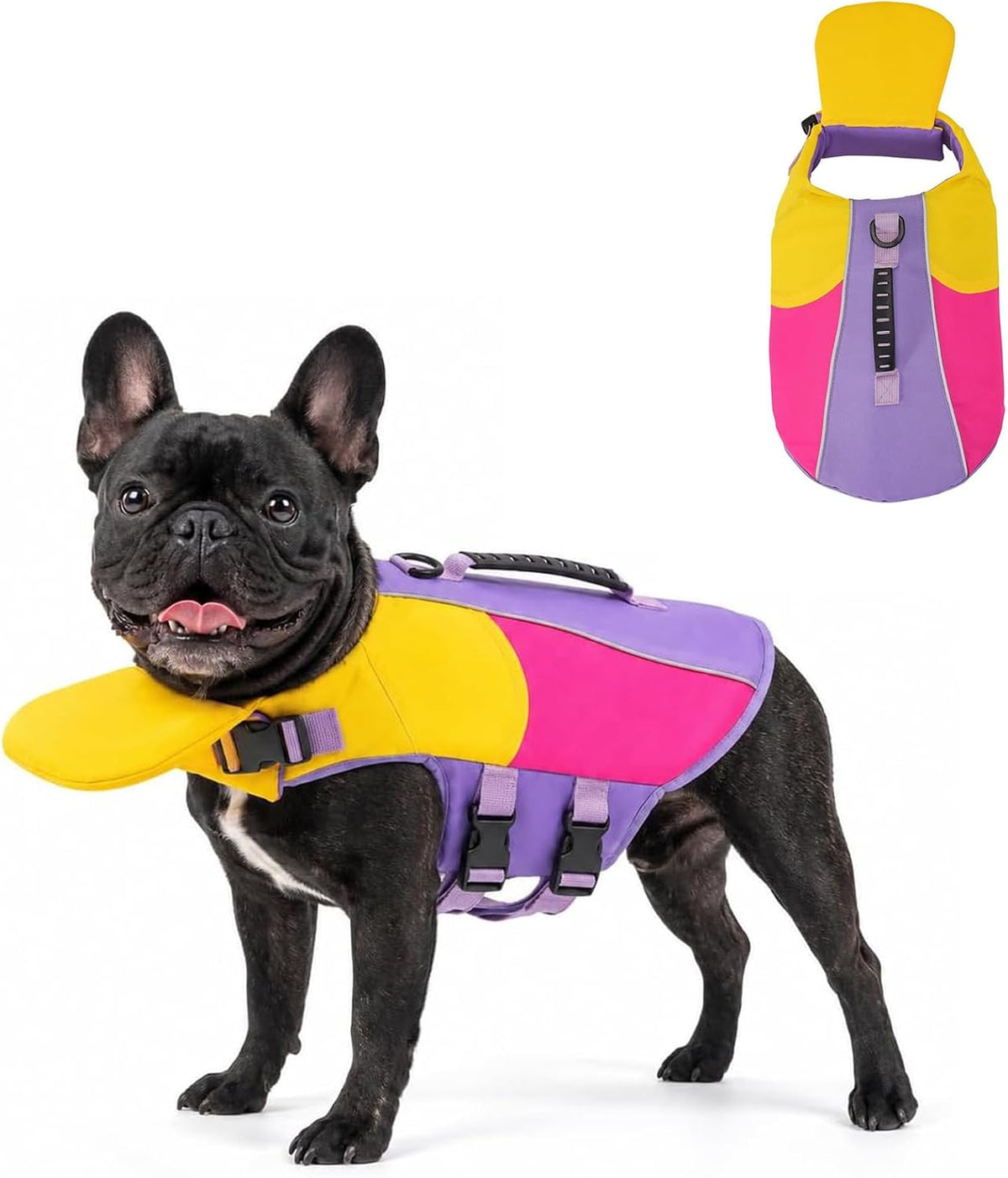 Dog Life Jacket with Chin Float Pad, Adjustable Dog Life Vest, #M