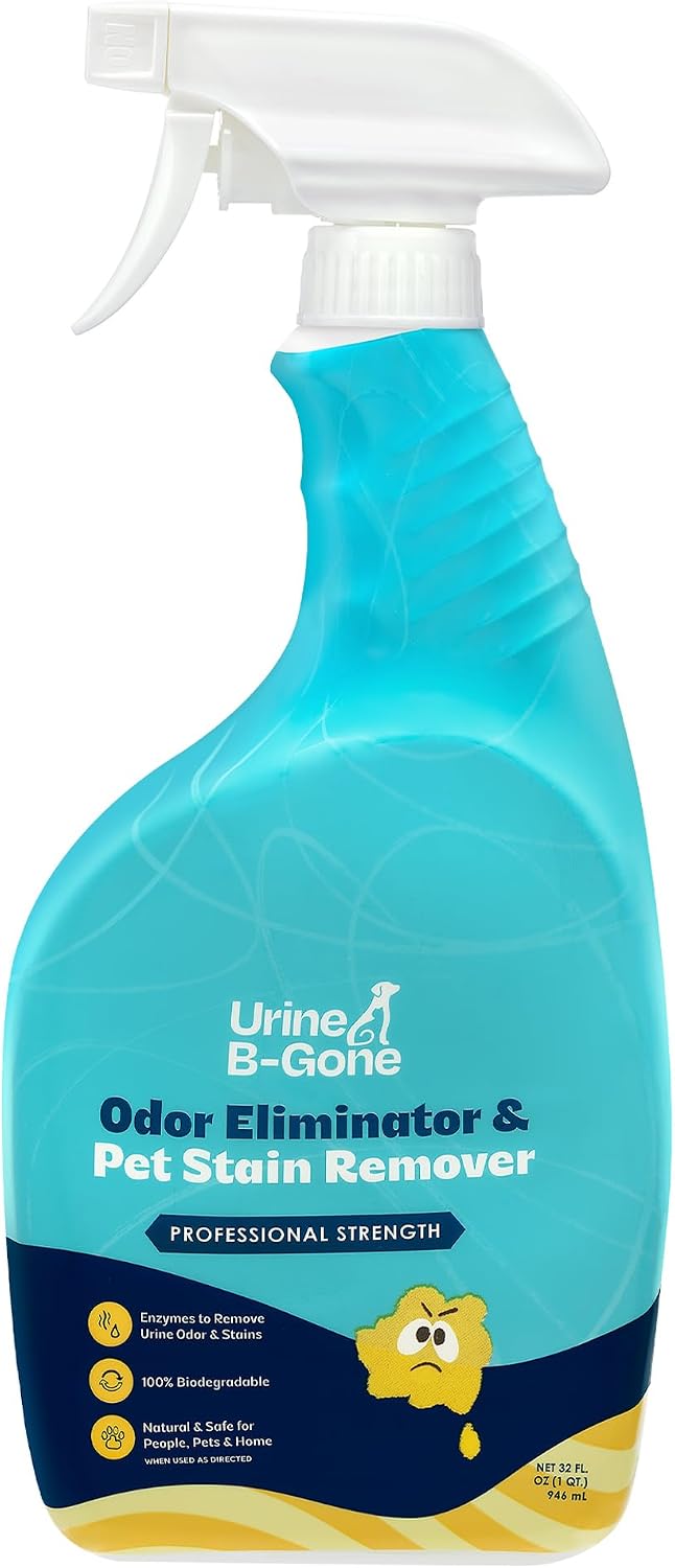Urine B-Gone, Professional Enzyme Odor Eliminator & Pet Stain Remover, Human, Cat & Dog Urine Cleaner, Effective on Laun
