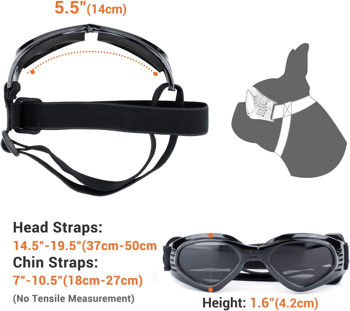 Dog Goggles Medium Breed, Dog Sunglasses for Medium Dogs Eye Protection Windproof, Black
