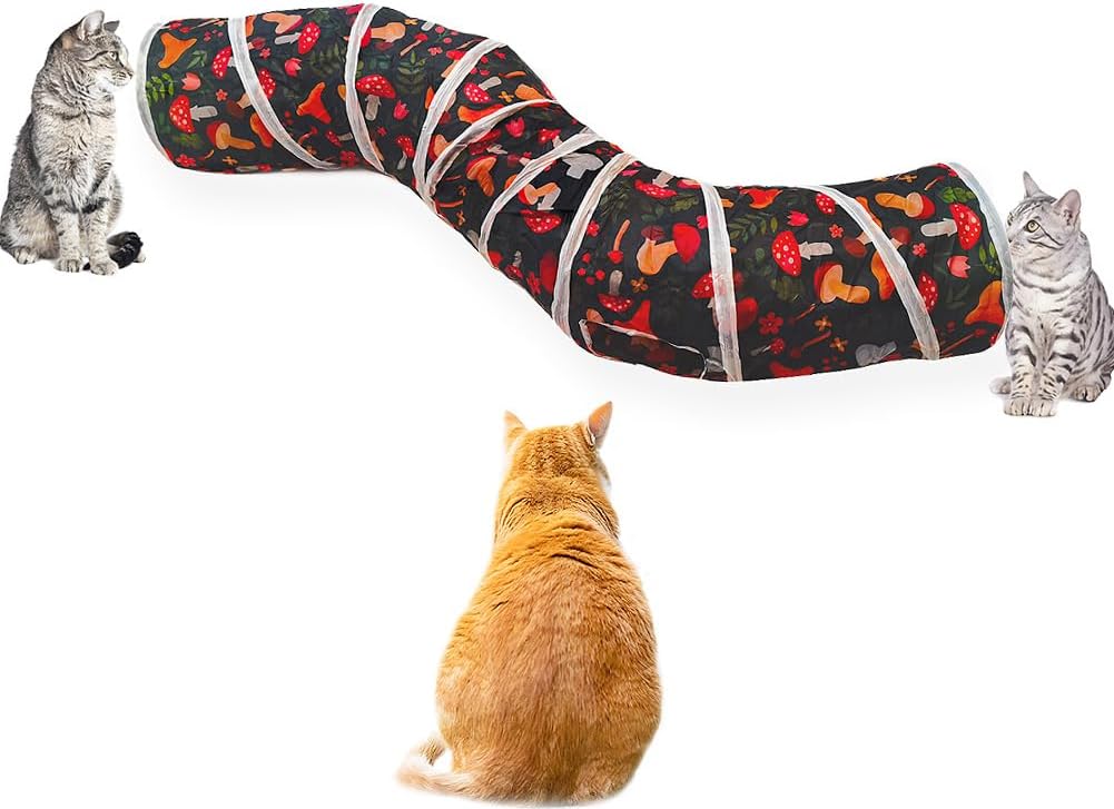 Cat Tunnel, Cat Tunnels for Indoor Cats, S-Shape Foldable Cats Cave