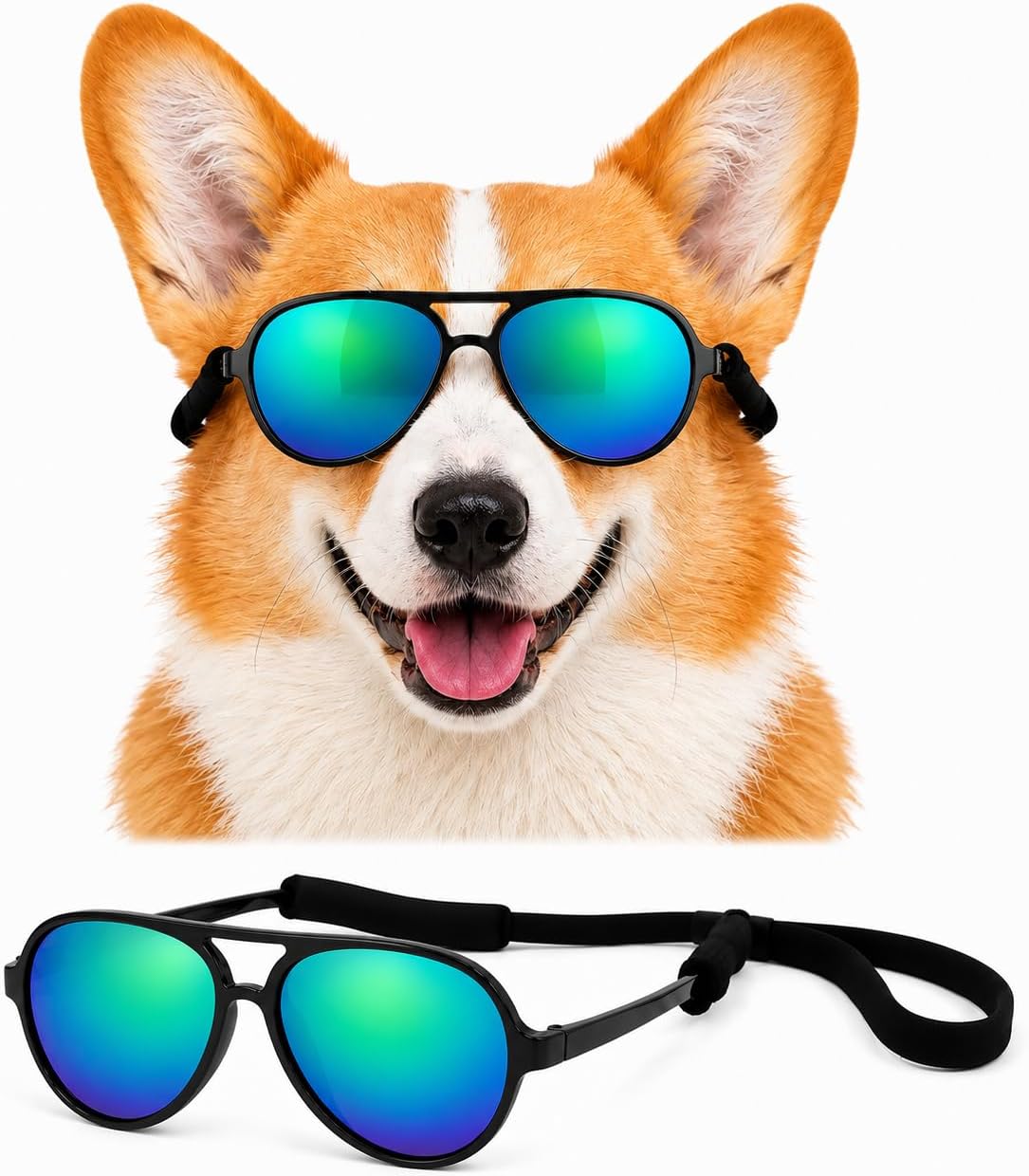 G010 Dog pet Costume Aviator Sunglasses for Medium Breeds 20-40 lbs (Black)
