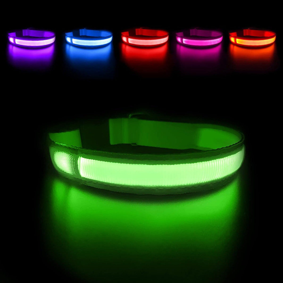 LED Dog Collar - Light Up Dog Collars Rechargeable - Waterproof Night Walking Glowing Dog Collar for Small, Medium, Larg