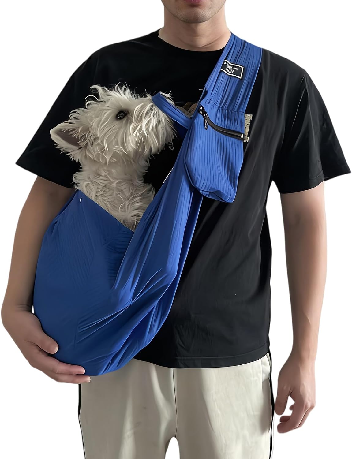 Dog Sling Water-Resistant Fabric for Small Dogs Cats 3-12 lbs,Black
