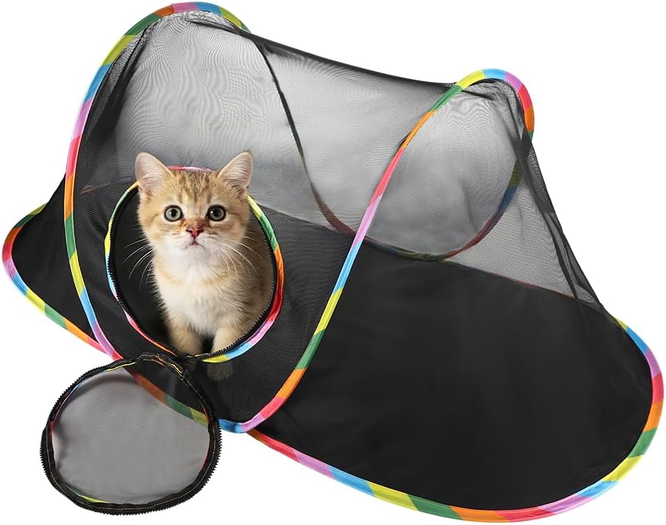 Mesh Cat Play Tunnel 34’’ Collapsible Pet Play Tube Cat Playground