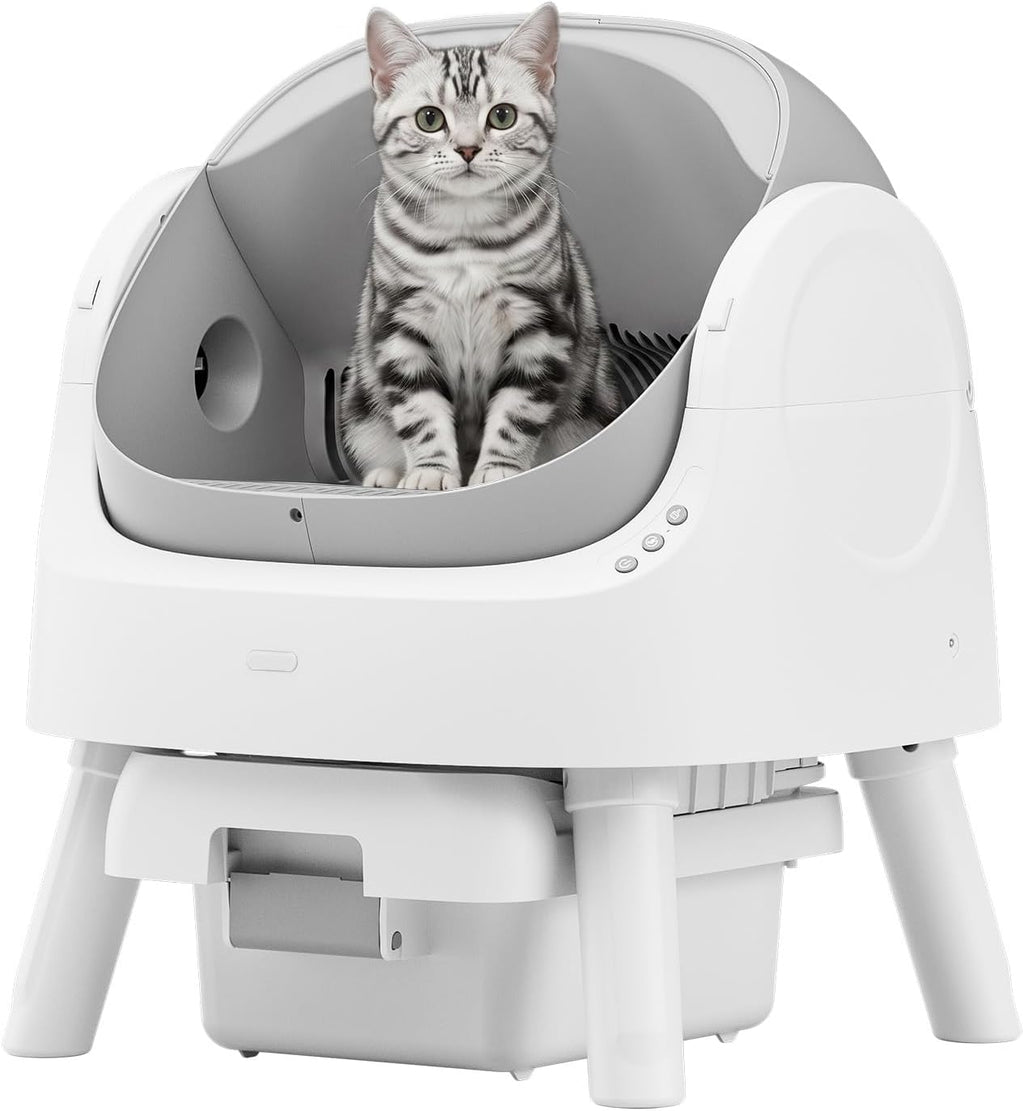 Self Cleaning Cat Litter Box, Automatic Litter Box for Multiple Cats, Integrated Safety Protection with Open-Top Design