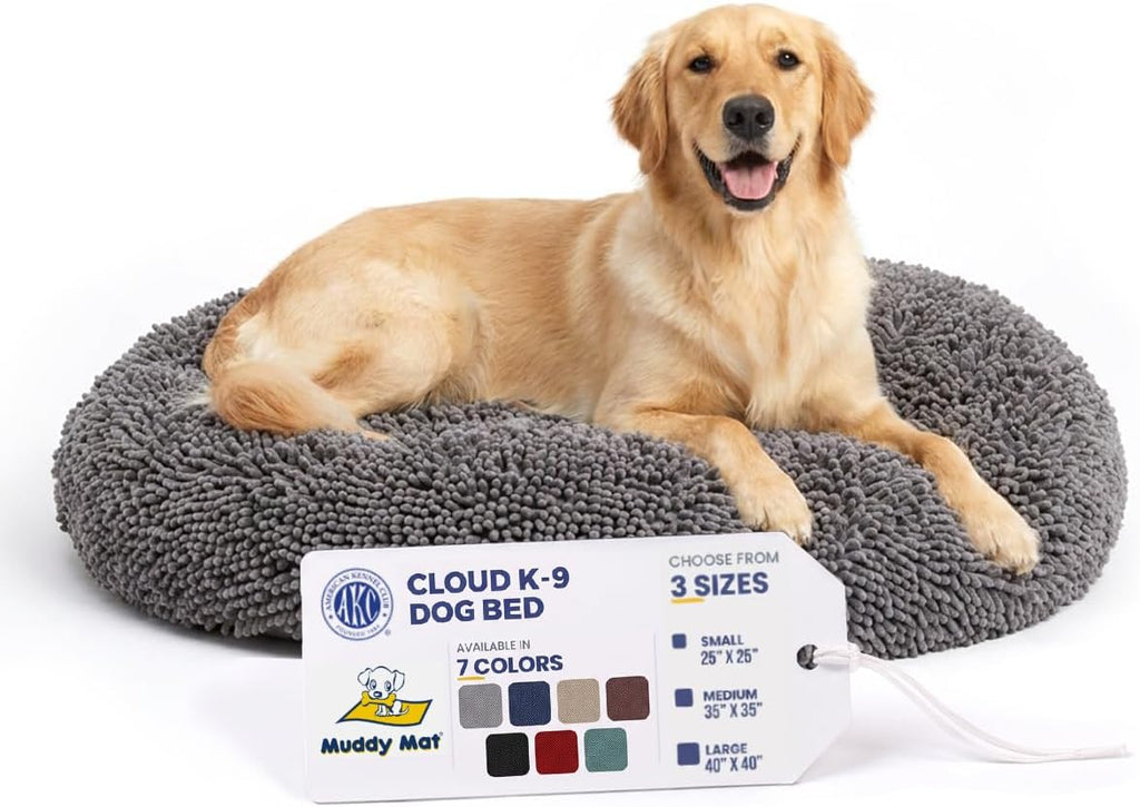 Muddy Mat® Cloud K-9 Dog Beds for Small Dogs & Cats, Soft & Relaxing Round Dog Bed, Chenille Material, Removable Cover, 