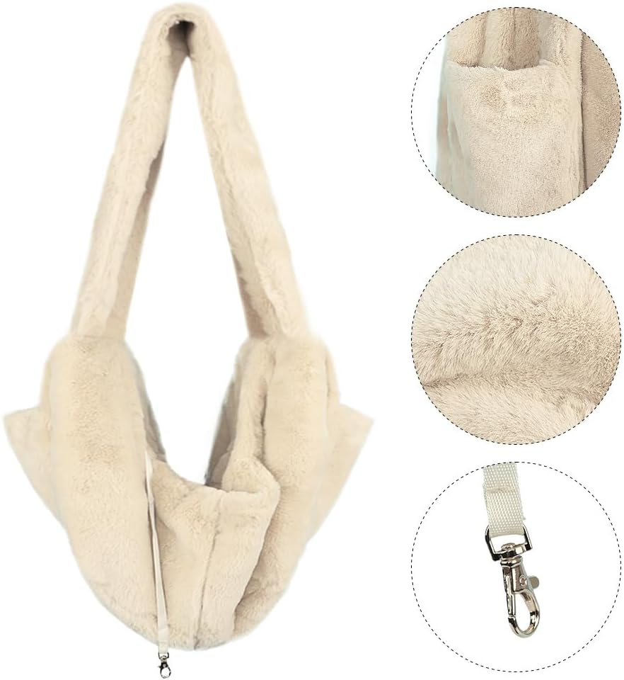 Plush Small Dog Sling Cat Carrier Hands-Free Pet Sling Carrier Shoulder Bag