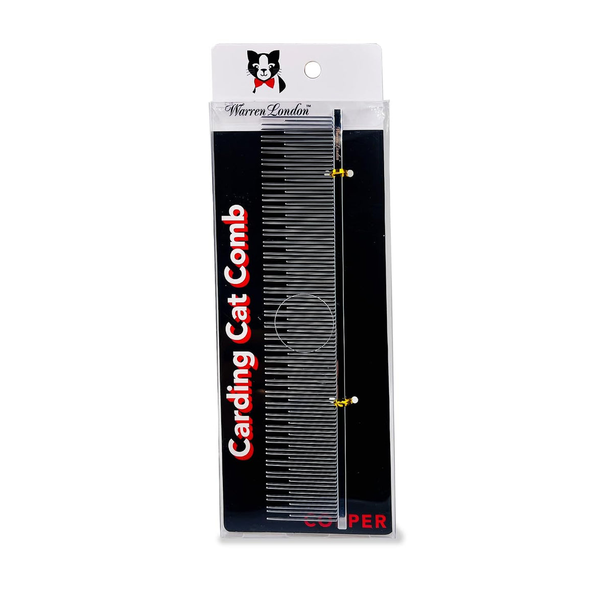 Warren London Carding Cat Comb | 7.5 inches made with Copper | Rounded Tips Prevent Irritation | Dual Tooth Design for S