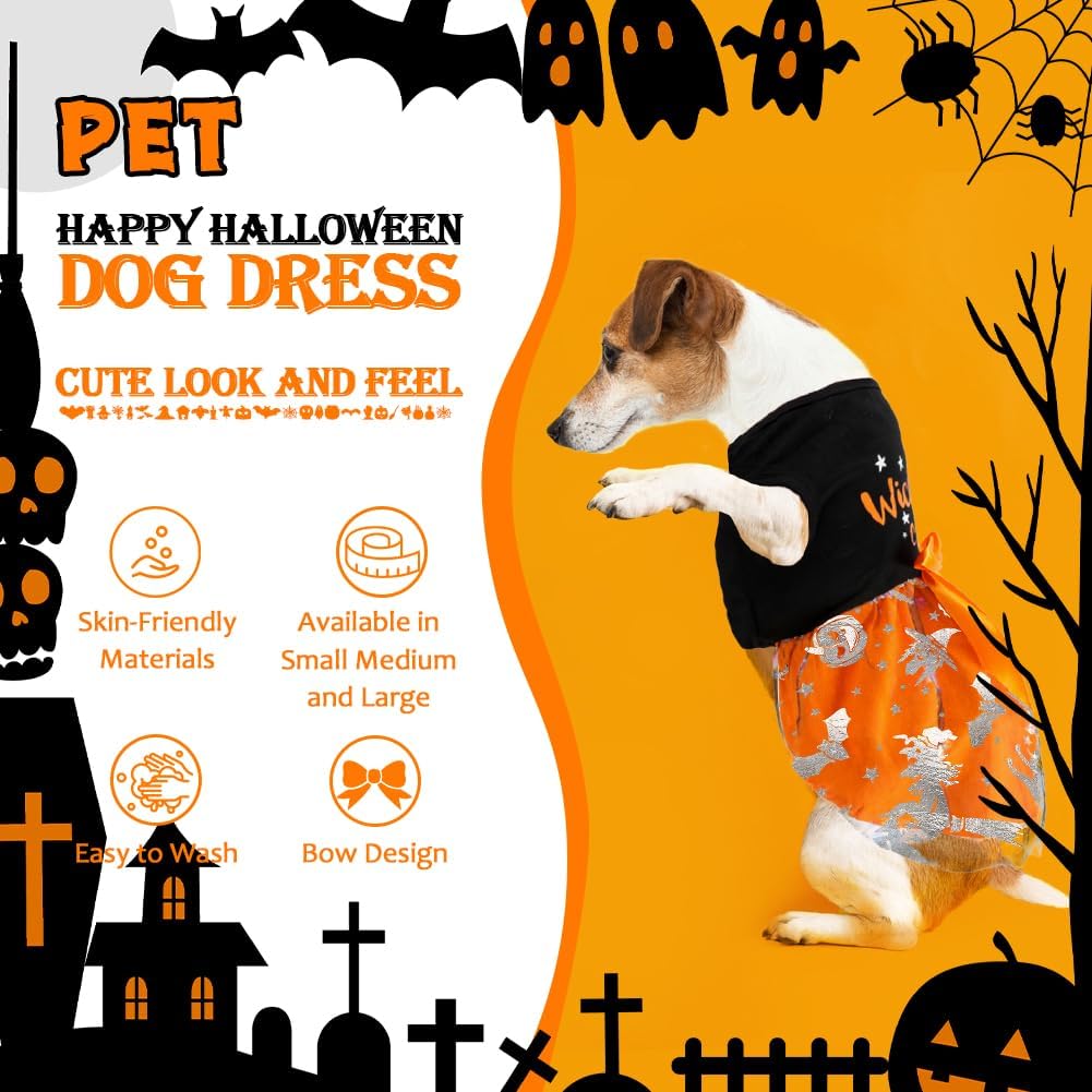 Dog Halloween Costumes Dog Dress Halloween Costumes for Dogs Funny Puppy Dress with Bow for Small Medium Large Dogs Pump