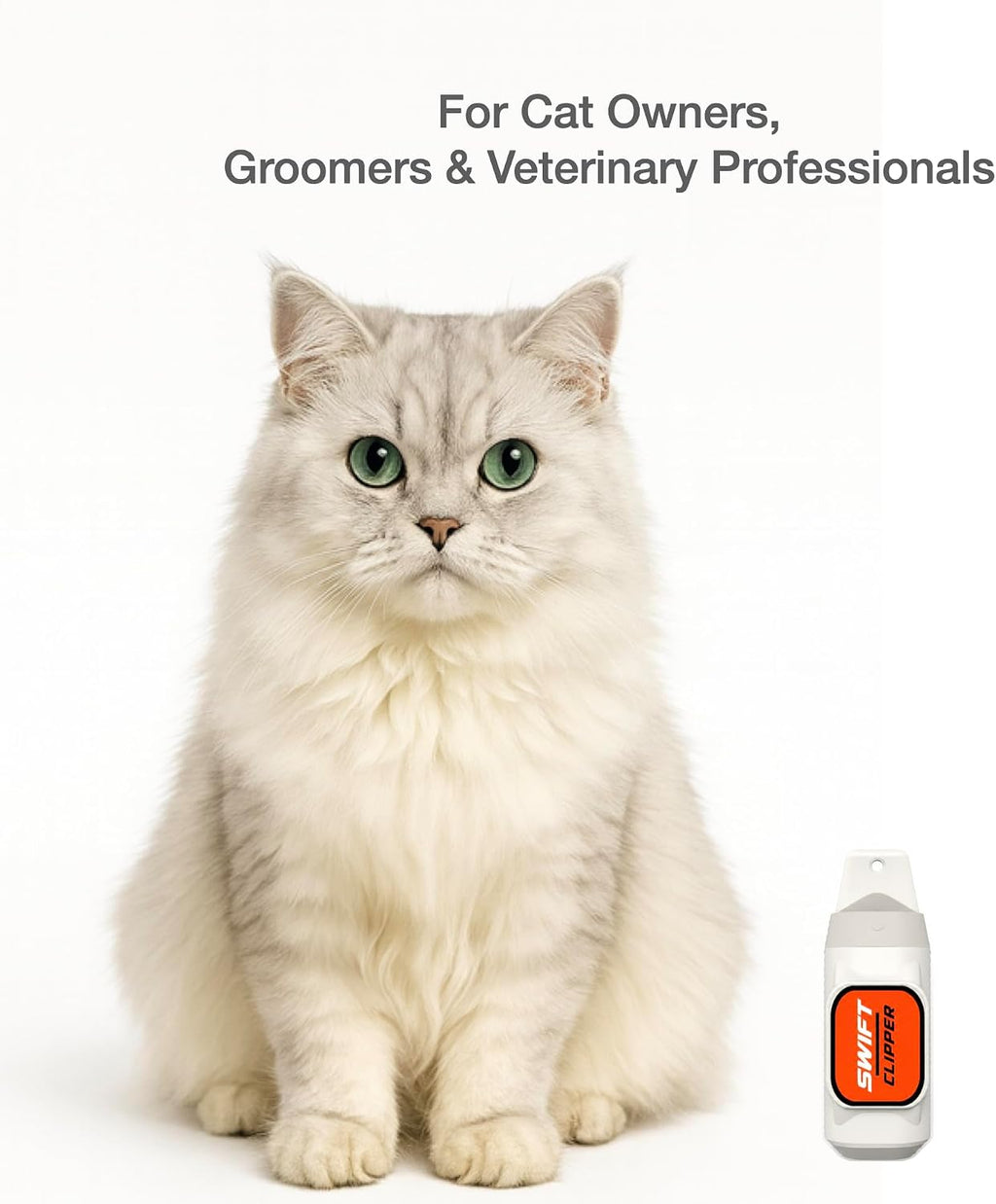 SWIFT CLIPPER® Safe Push-Button Cat Claw Clipper for Cats & Small Pets, Circular Cut Hole, Stainless Steel Clipping Head