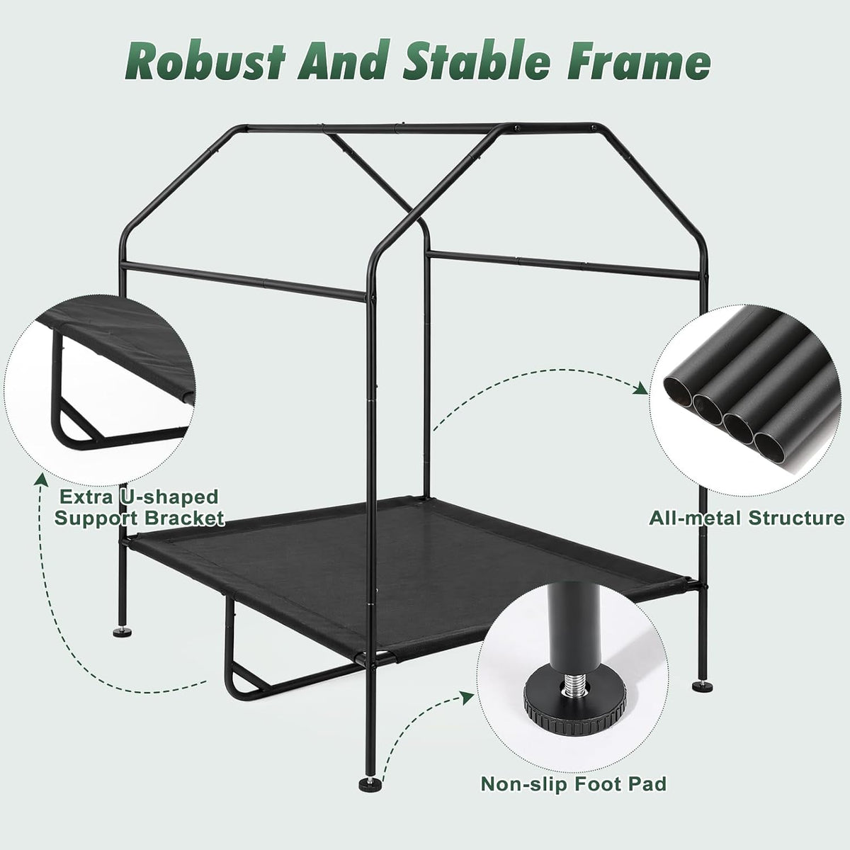 Pawaboo 47" XL Dog House Outdoor Weatherproof, with Breathable Mesh Windows