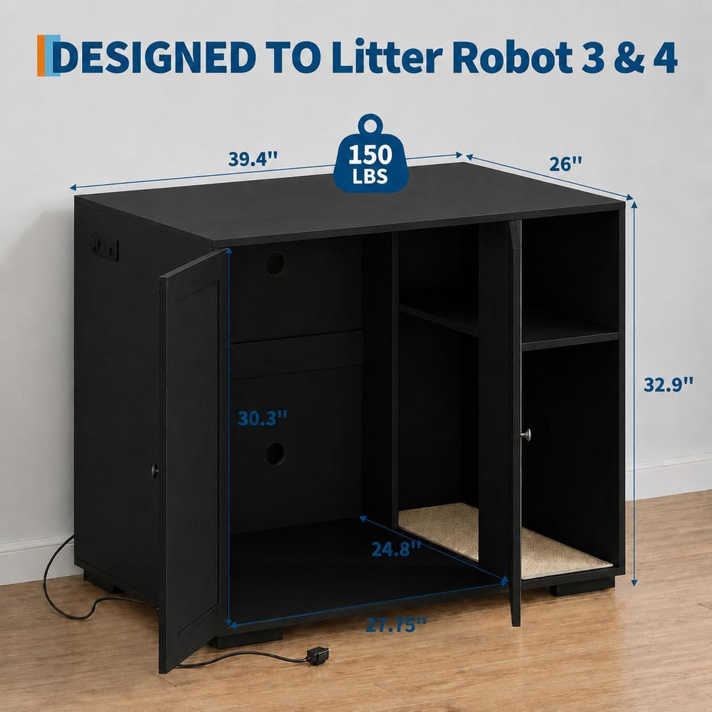 Dog-Proof Hidden Litter Box Enclosure End Table,