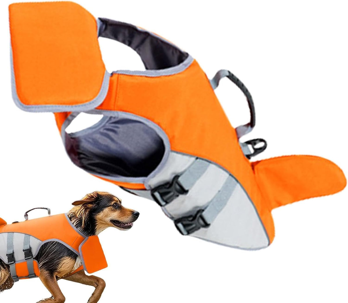 Dog Life Vest - Handled Dog Flotation Jacket, Adjustable Canine Swim Vest,