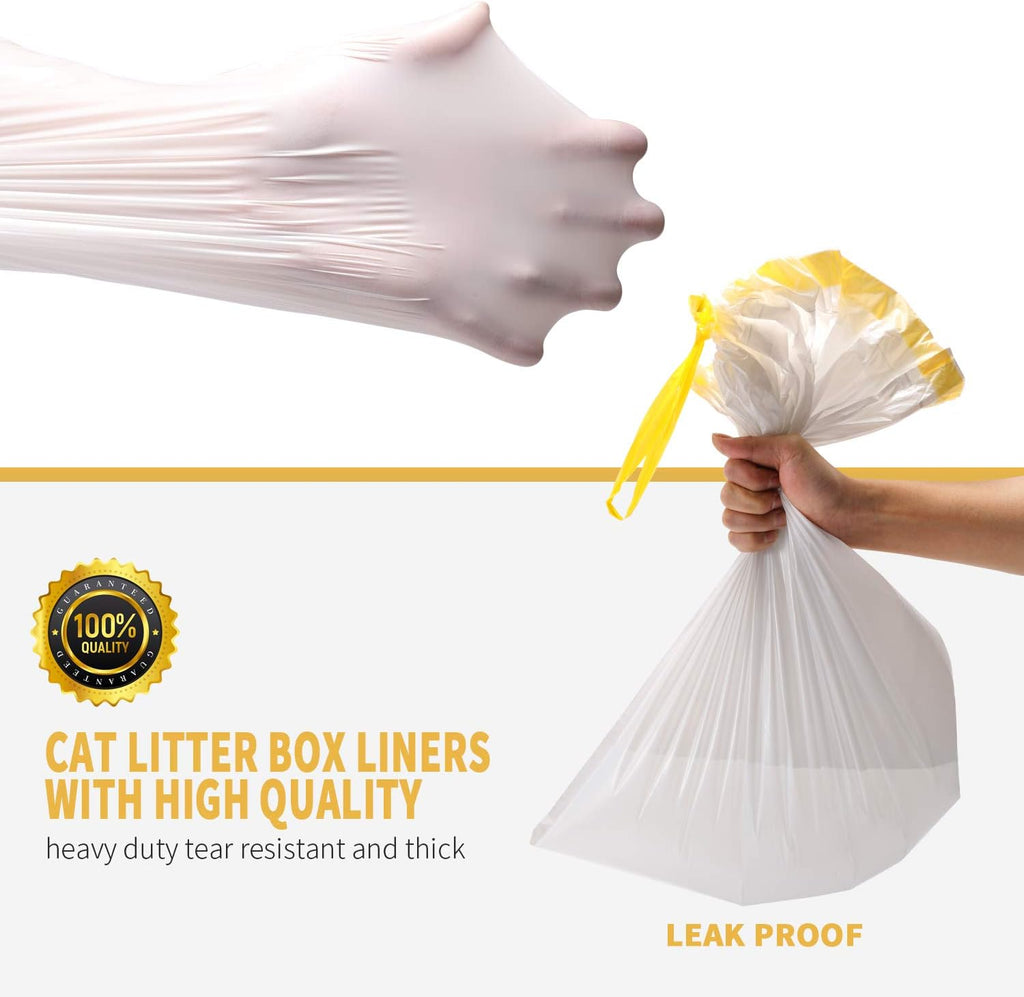 KONE Cat Litter Box Liners, 14 Count Jumbo Extra Durable Large Drawstring Kitty Litter Pan Bags Cat Waste Litter Bags Pe