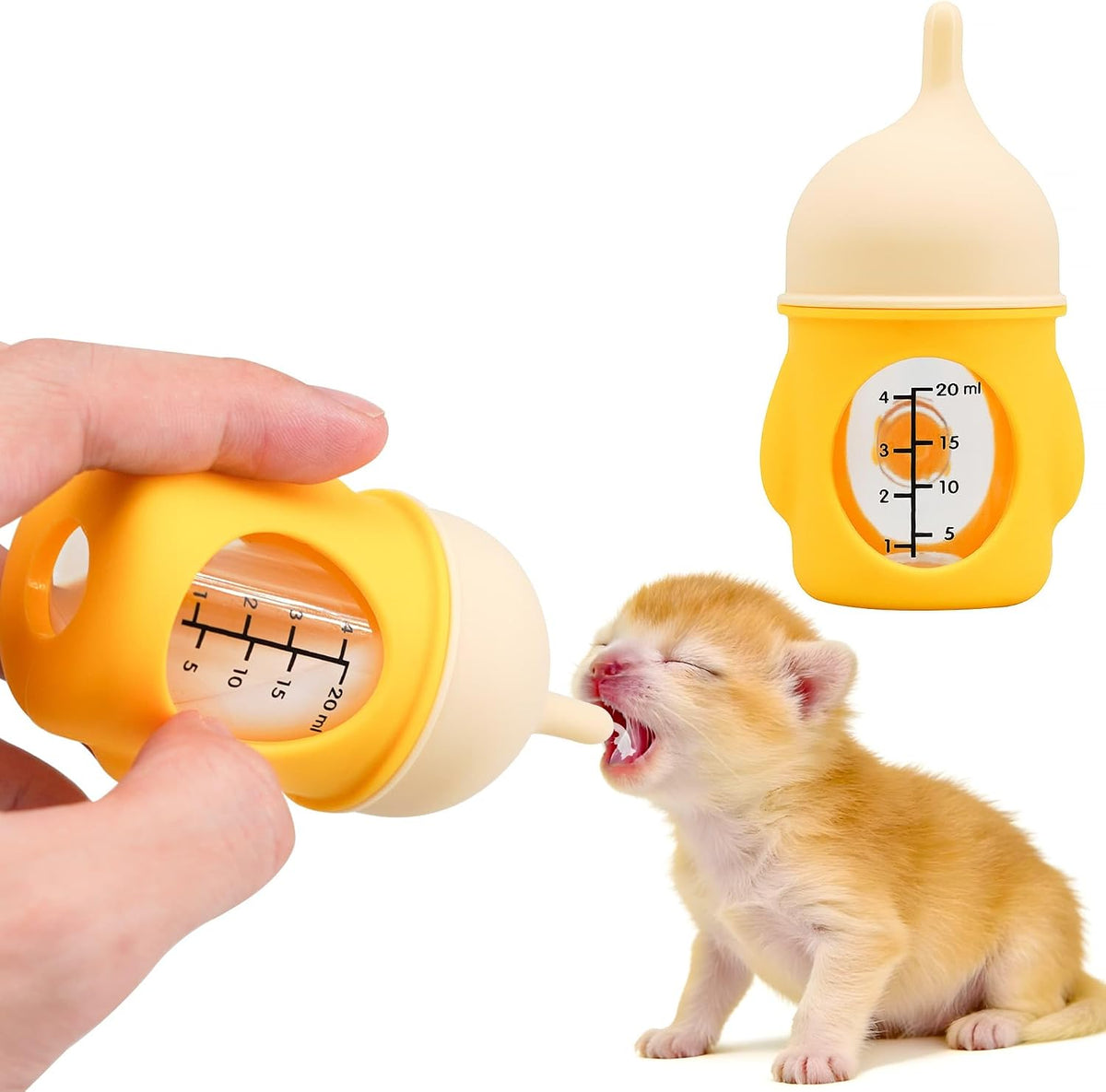 Puppy Bottles for Nursing，Kitten Bottles for Nursing，Pet Feeding Bottle，(Yellow- 20ml)