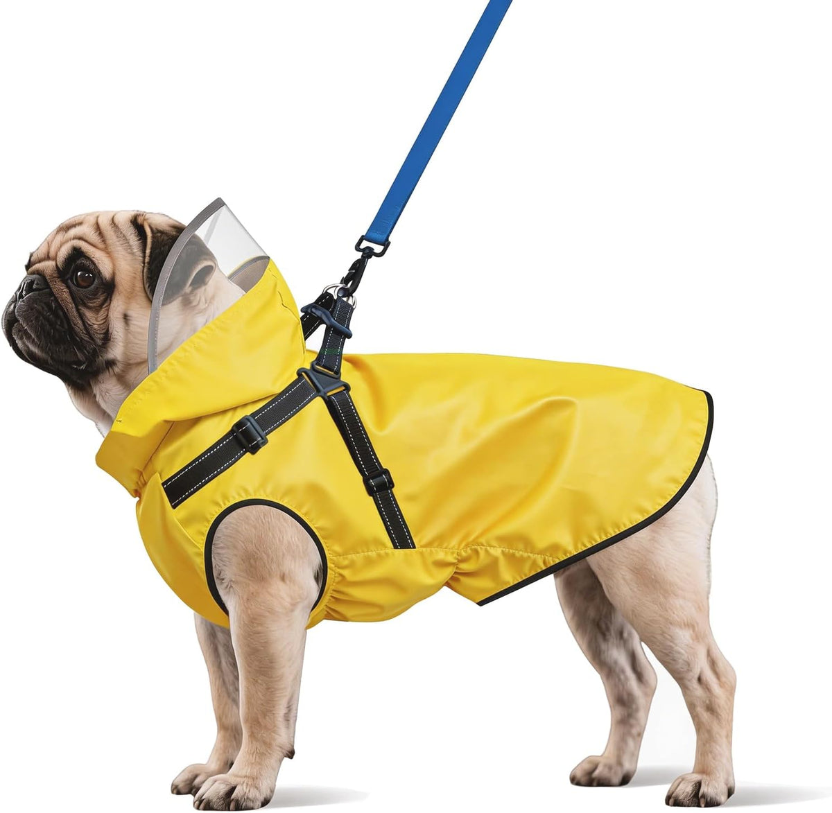 Dog Raincoat: Dog Rain Jacket with Reflective Harness & Removable Hood | Waterproof Dogs Rain Coat Poncho for Large Medi