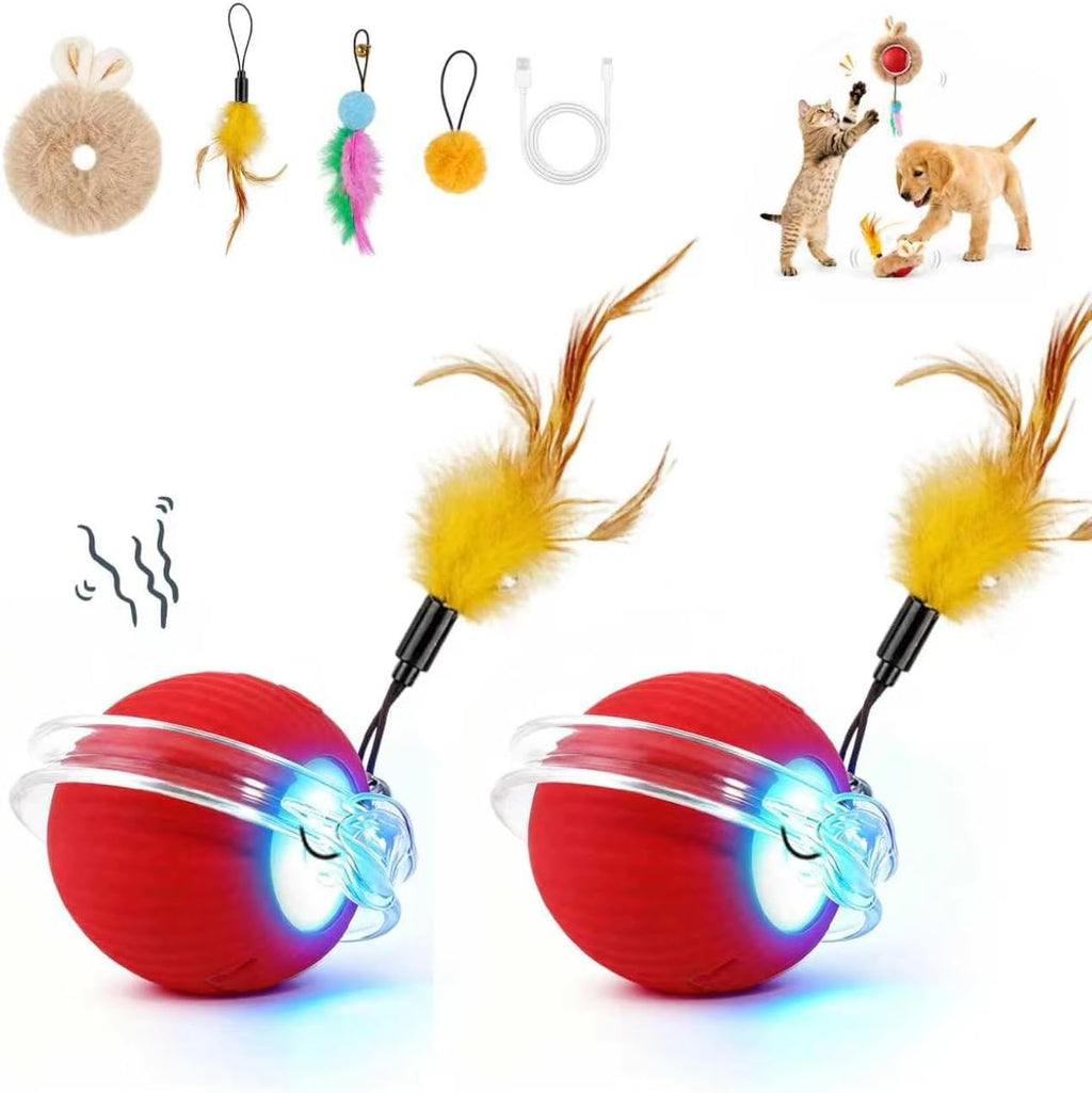 Interactive Cat Toy Ball, Self-Rolling Electric, USB Rechargeable