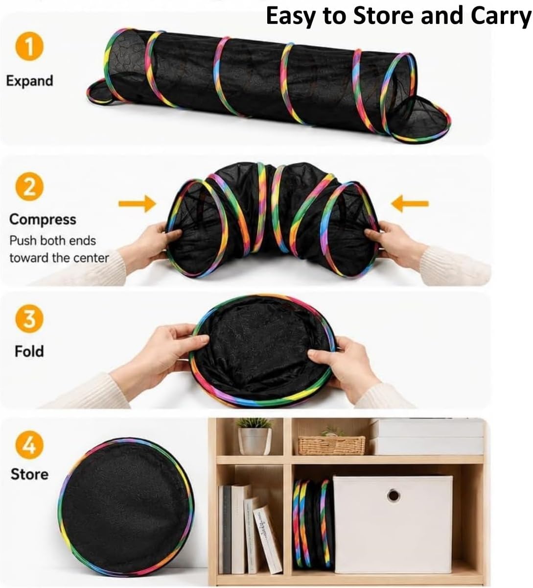 Mesh Cat Play Tunnel 34’’ Collapsible Pet Play Tube Cat Playground