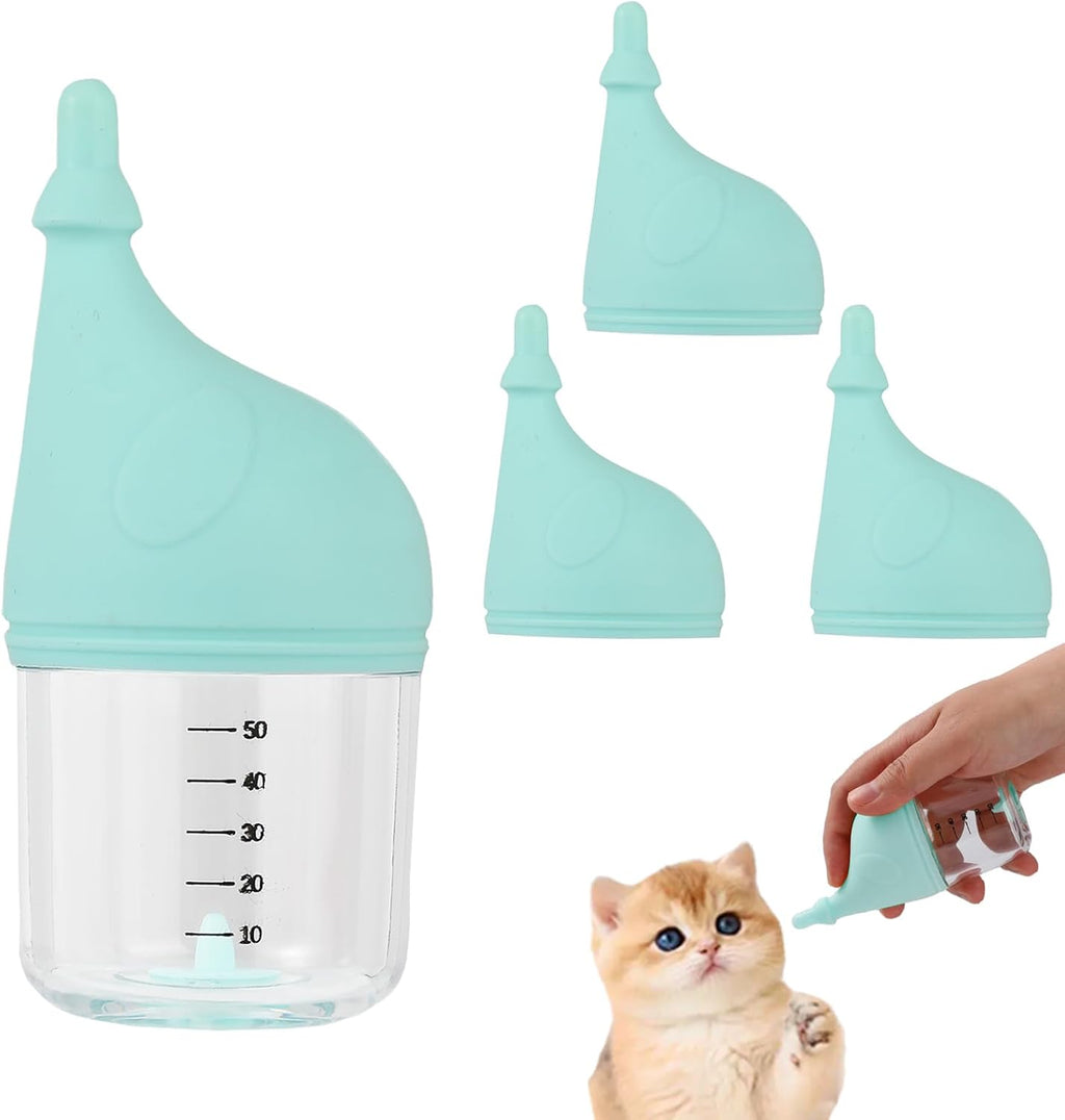 Kitten Bottle Feeding Kit for Nursing, Milk Bottles for Feeding Newborn Puppies,Anti-chocking Design with 3pcs Replaceab