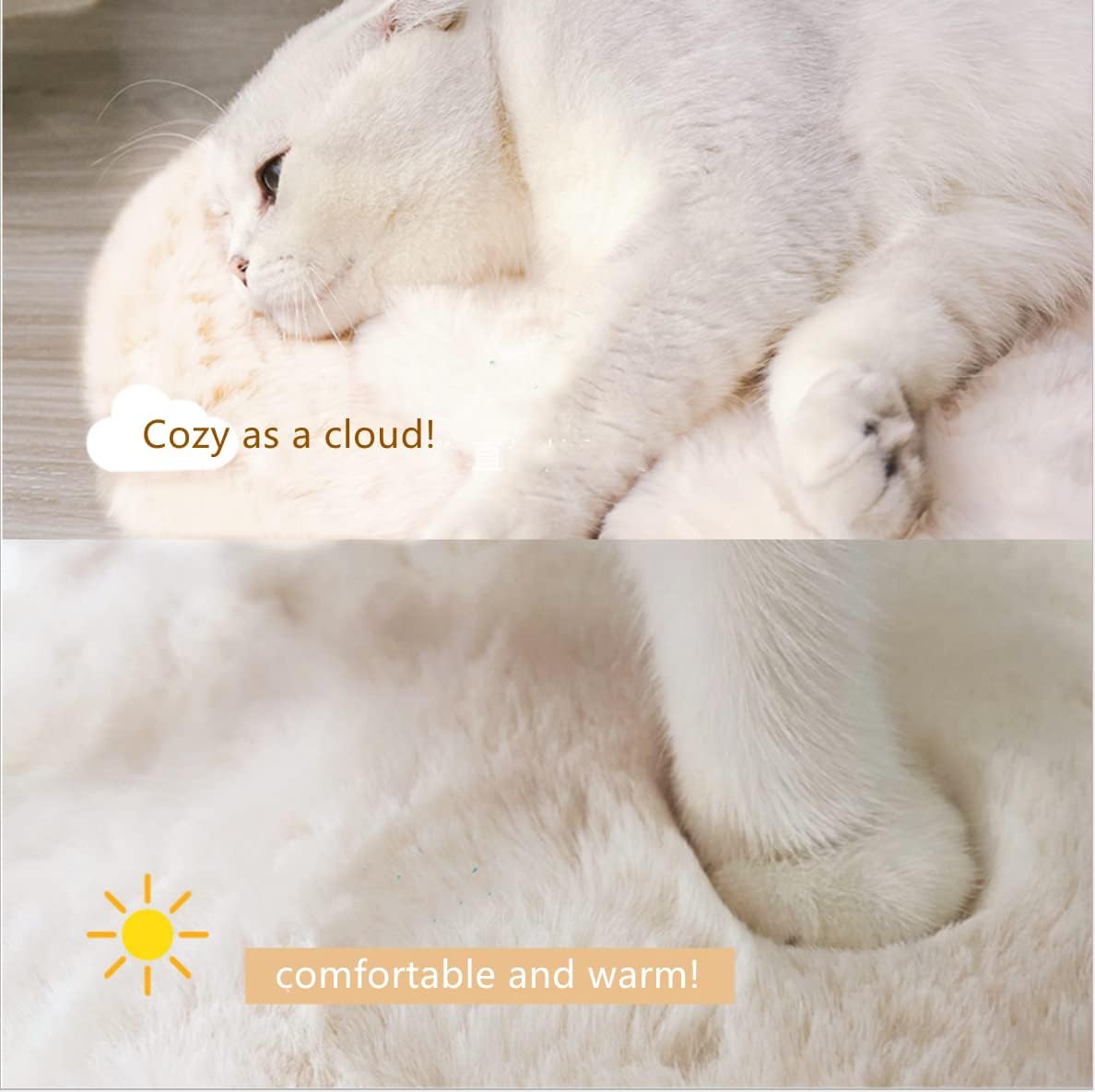 SHENGOCASE 2-Pack 10"x14" Rectangular Faux Rabbit Fur Cat Dog Bed Cushion Pad Mat, Cat Tree Tower Replacement Cushion Pa
