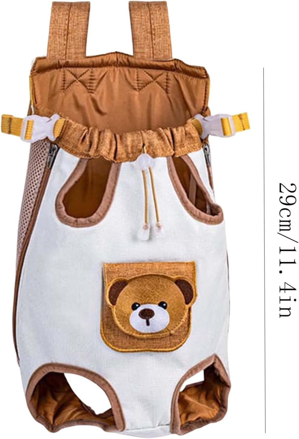 Pet Backpack Carrier, Bear‑Decor Breathable Pet Travel Backpack, Adjustable Hands‑Free Puppy Cat Carrier Bag, Comfort Ou