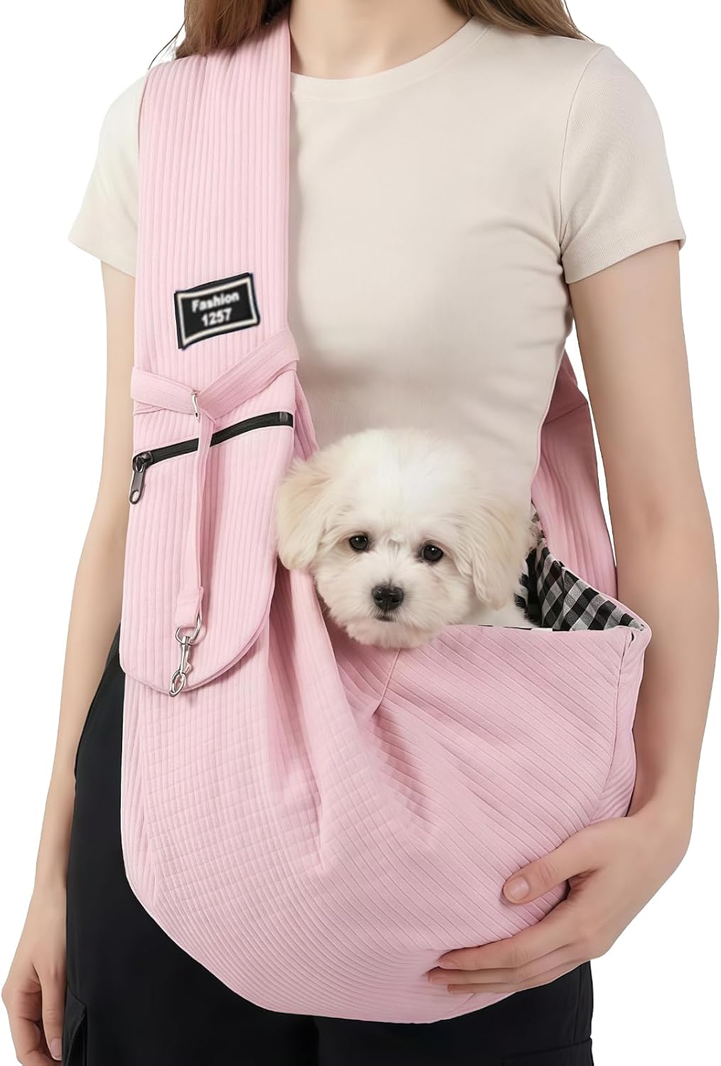 Dog Sling Water-Resistant Fabric for Small Dogs Cats 3-12 lbs,Black