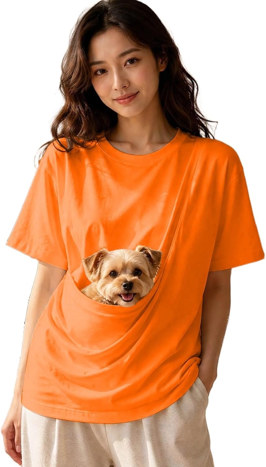 Pet Pouch Big Pocket Shirt，Oversized Shirt with Pocket Front Carry Pouch for Small and Cats,Puppy Dogs Holder Carrier